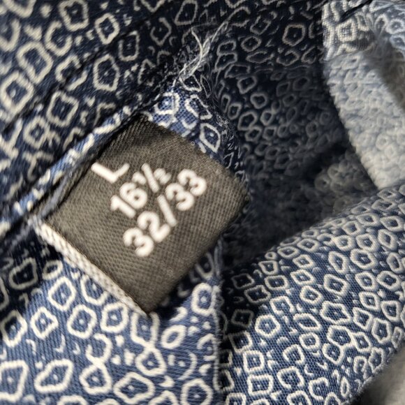 Adrienne Vittadini Mens Dress Shirt L 16.5 32/33 Slim Fit Geometric Button Up - Picture 8 of 16